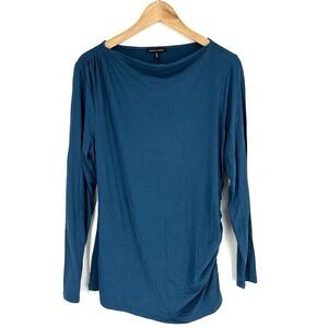 Universal Standard Top Size Small Womens 14-16 Blue Cinch Ruched Stretch Shirt